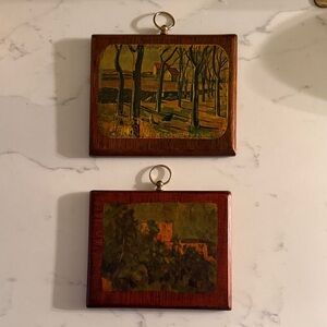 Vintage Decoupage Wall hangings Handmade 70’s Set of 2